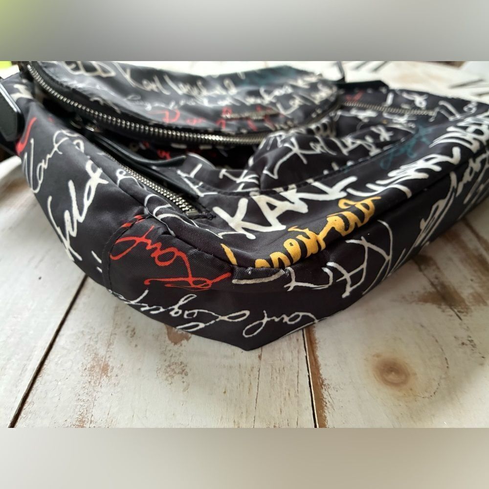 KARL LAGERFIELD PARIS Cara messenger bag black colorful logo streetwear purse - Picture 8 of 8